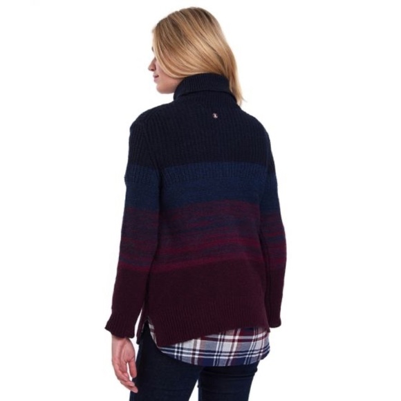 Barbour Coastal Collection Sternway Wool Knit Color-block Turtleneck Sweater 6 - Picture 1 of 11